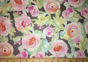 300x213 Watercolor Rose Floral Peach Mint Blush Pink Roses Cotton Fabric