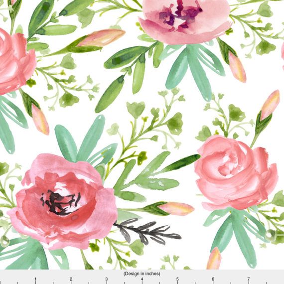 570x570 Watercolor Roses Fabric