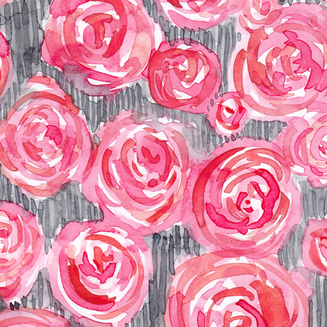 470x470 Watercolor Roses Fabric