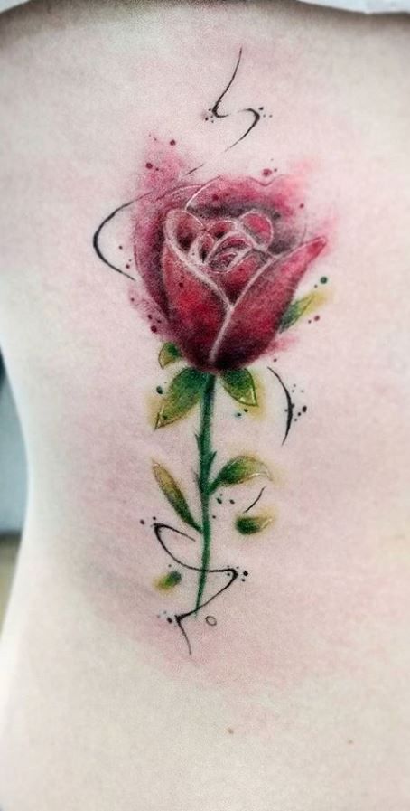 454x897 Watercolor Rose Tattoo Tattoo, Watercolor Rose