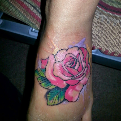 512x512 Watercolor Rose Tattoo Design For Foot