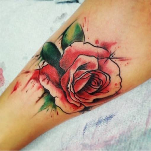 510x511 Watercolor Rose Tattoo Design For Sleeve