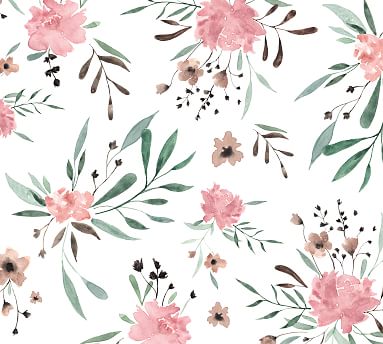 383x344 Pink Watercolor Flowers Wall Decal Pottery Barn