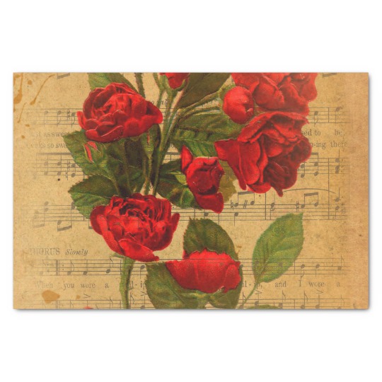 540x540 Victorian Music Sheet Watercolor Rose Wallpaper