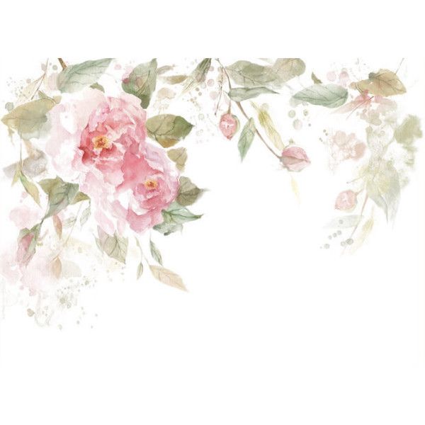 600x600 Watercolor Roses Fresh Spring Flower Leaves Wallpaper Wall Decal