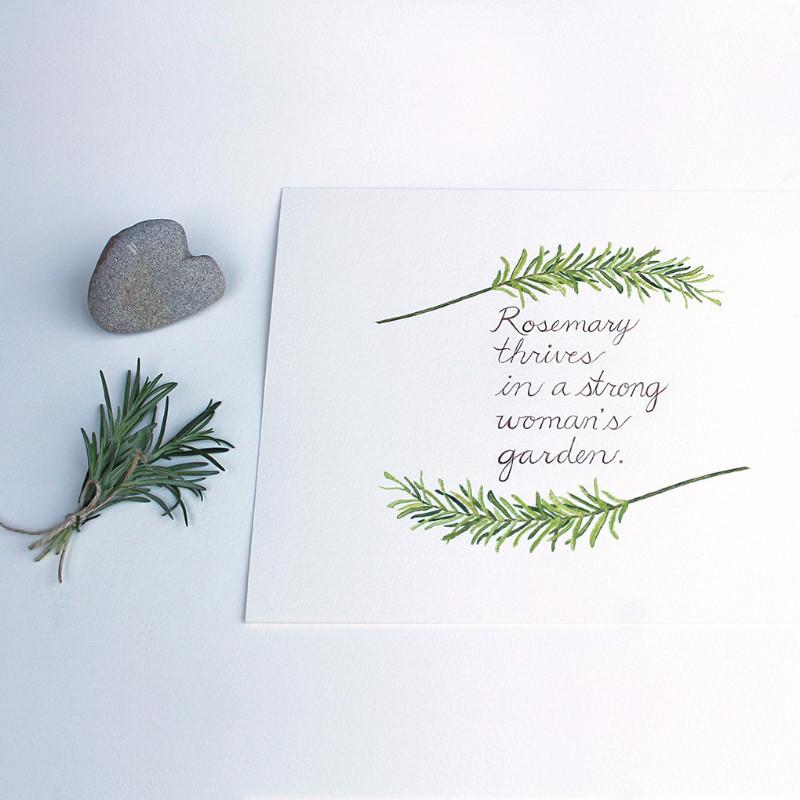 800x800 Herb Watercolor Print With Rosemary Quote Trowel And Paintbrush