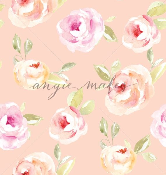 569x600 Shabby Chic Pink Watercolor Roses Pattern. Painted Roses