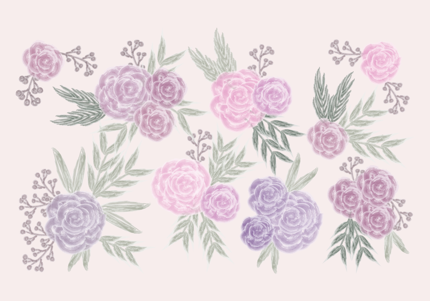 1400x980 Watercolor Rose Free Vector Art