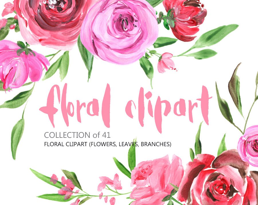 900x714 Flowers Clipart Acrylic Watercolor Roses Peony Flowers Free Etsy