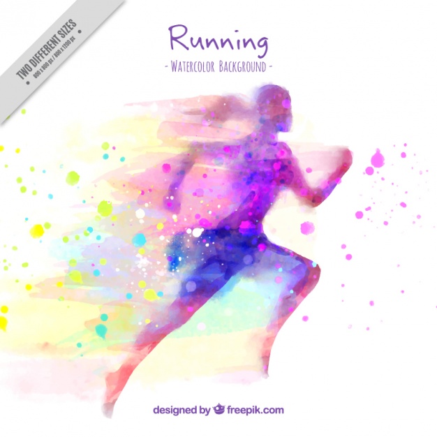 626x626 Silhouette Background Of Watercolor Woman Running And Splashes