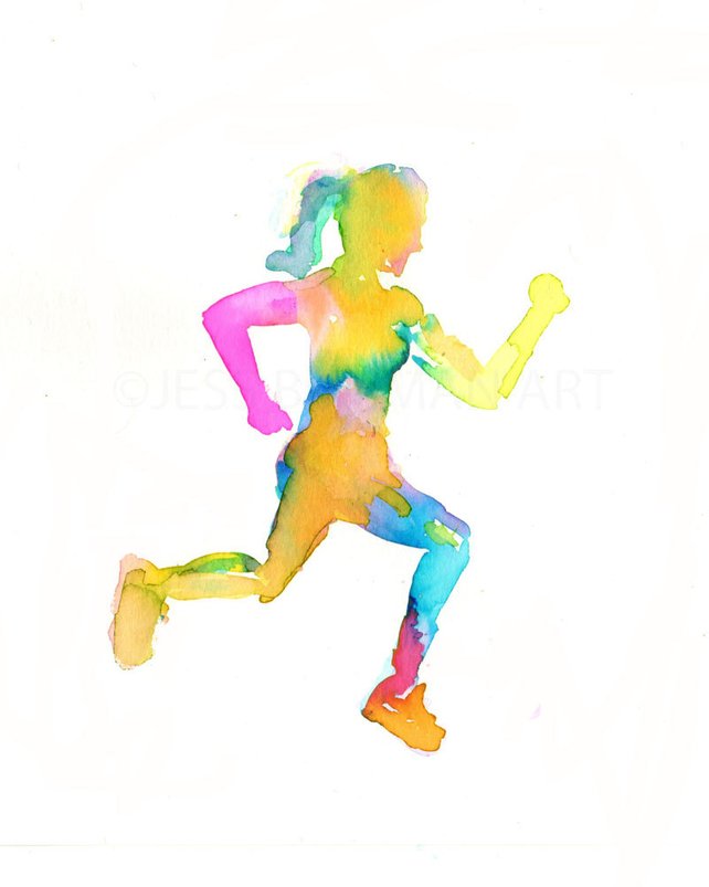 642x803 Watercolor Print Of Runner Running Painting Jogger Etsy