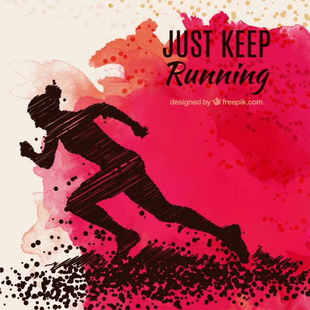 626x626 Watercolor Background With Silhouette Runner Vector Free Download