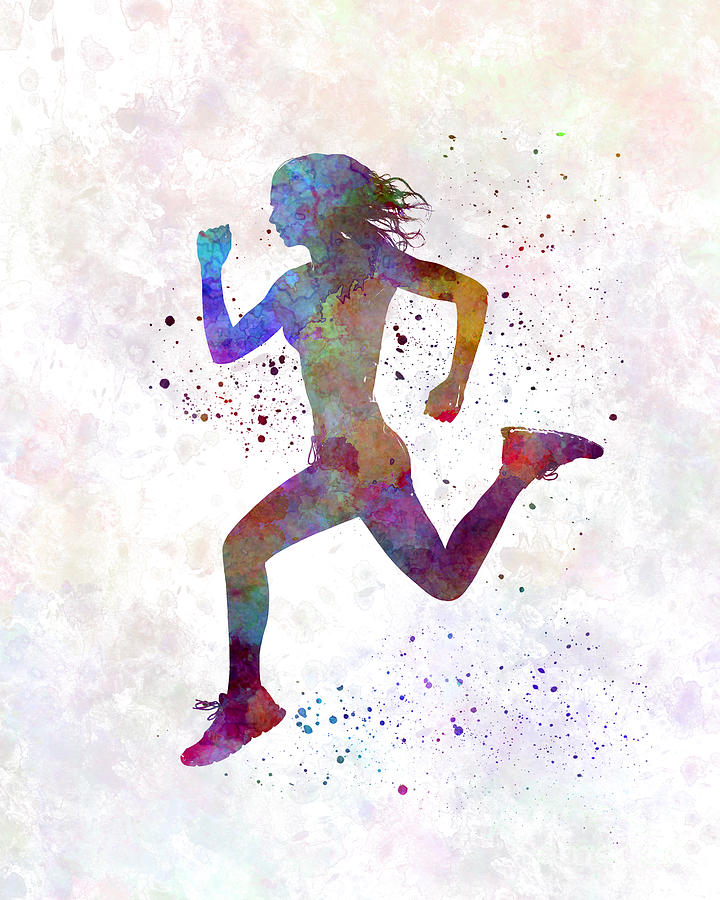720x900 Woman Runner Running Jogger Jogging Silhouette 01 Painting By