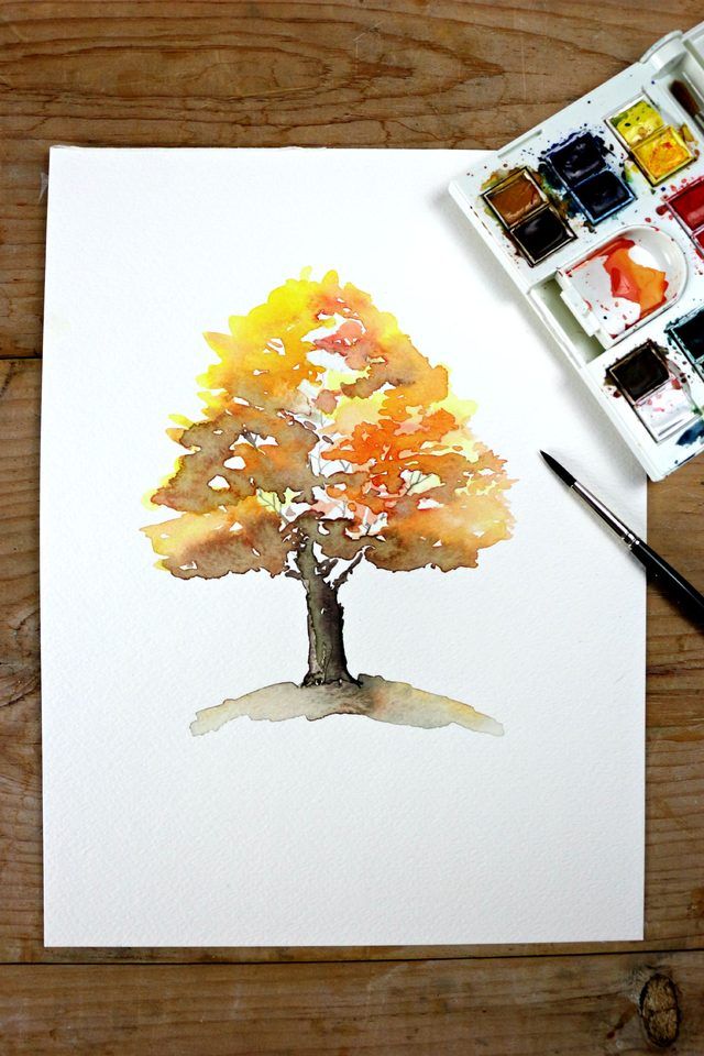 640x960 Easy Autumn Tree Watercolor Painting In 2018 Watercolor Painting