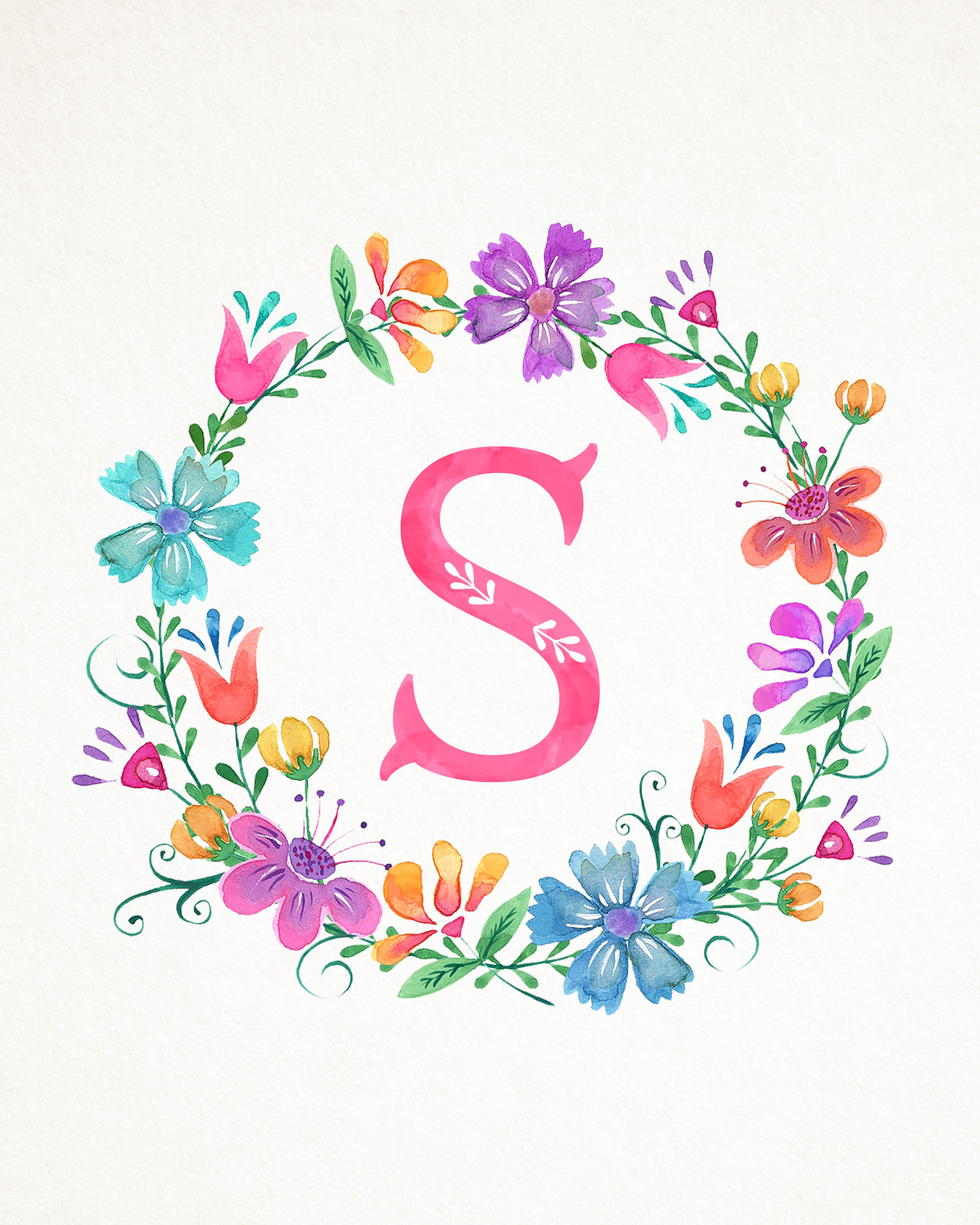 2400x3000 Free Printable Whimsical Watercolor Monograms