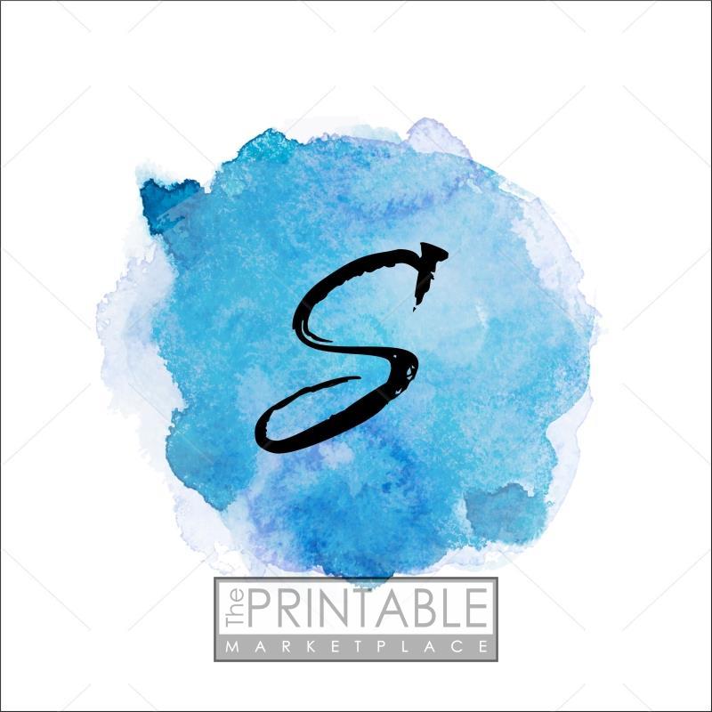 800x800 Watercolor S Monogram