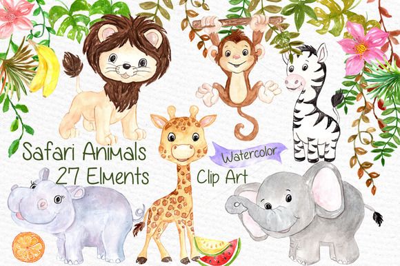 580x386 Watercolor Safari Animals Clipart By Vivastarkids On