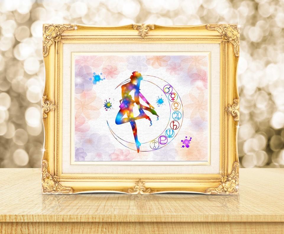961x794 Pretty Soldier Sailor Moon Watercolor Print Nursery Decor Movie Poster