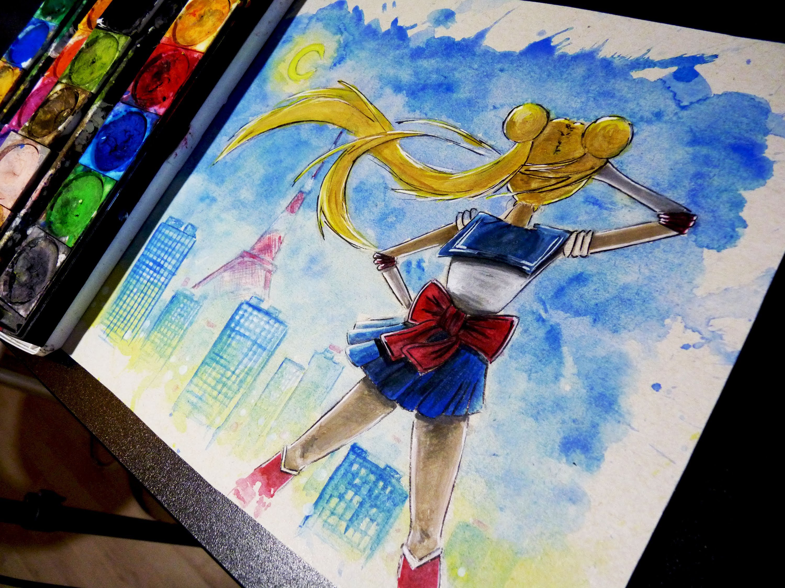 3000x2250 Sailor Moon Watercolor Time Lapse Painting