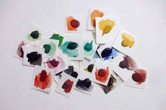 570x380 Dot Card Samples Earths Handmade Watercolor Paint Art Etsy