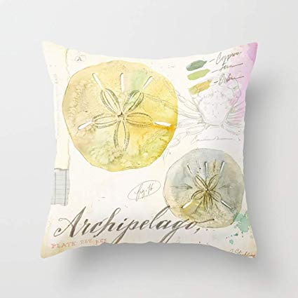 425x425 Cqxinfuxi Cushion Watercolor Sand Dollar Pillow Set