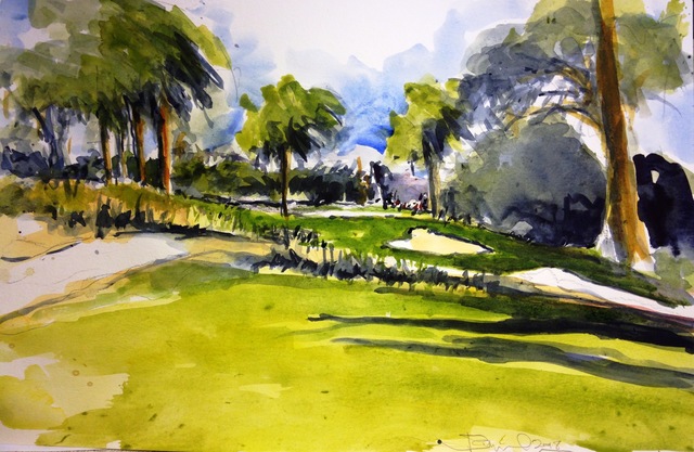 640x417 Daniel Clarke Artwork The Lonely Sand Trap Original Watercolor