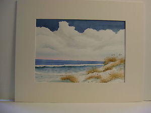 300x225 Original Watercolor Painting Autumn Oats With Ocean And Waves And