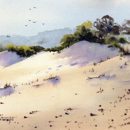 450x450 Sand Dunes Fingal Bay Watercolor Painting Paint And Draw