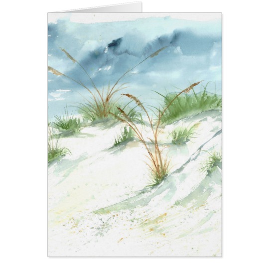 540x540 Sand Dunes Beach Seascape Nautical Watercolor Art