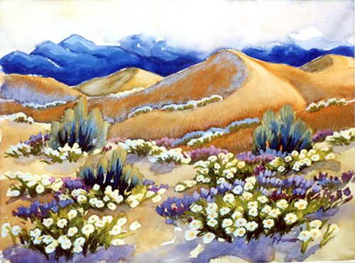 500x371 Desert Watercolor Desert Sand Dunes Southwestern Watercolor