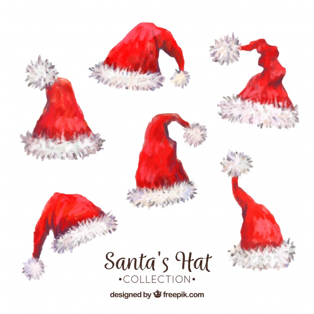 626x626 Various Santa Claus Watercolor Hats Vector Free Download