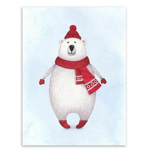 477x498 Watercolor Christmas Santa Claus Kawaii Animals Deer Poster Art