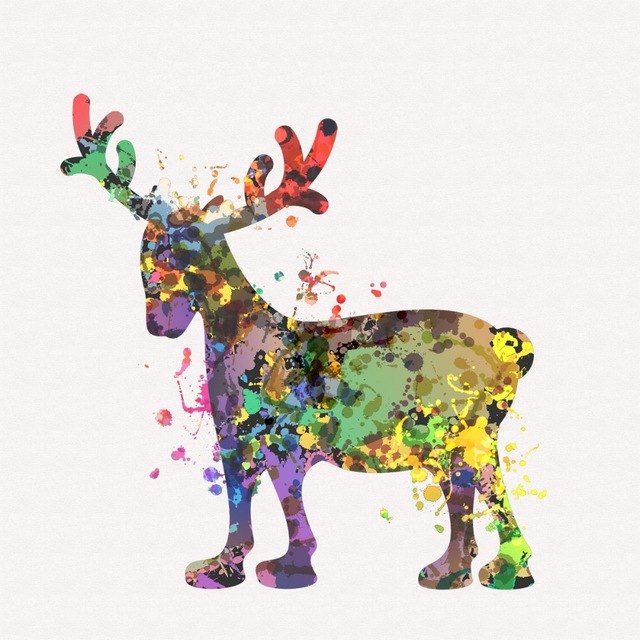 640x640 Santa Claus Deer Watercolor Hd Art Print Home Decor Wall Art