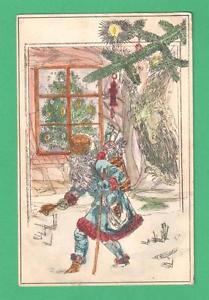 209x300 Vintage Original Watercolor Christmas Russian Santa Claus