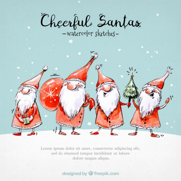 626x626 Watercolor Santa Claus Sketches Vector Free Download