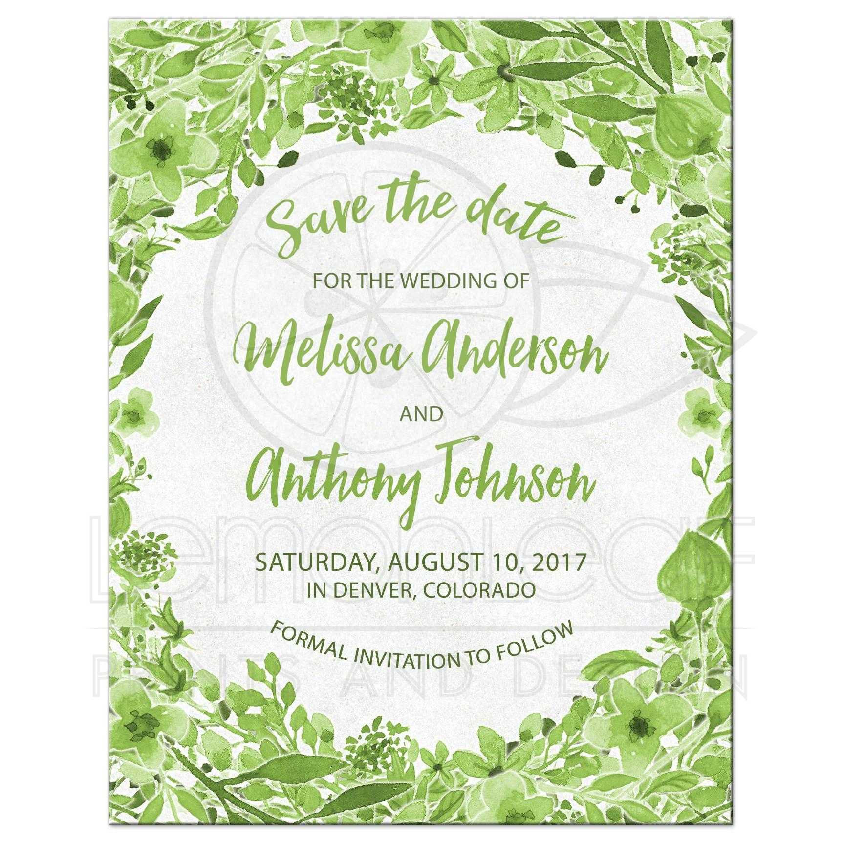 1725x1725 Greenery Botanical Wedding Save The Date Green White Watercolor
