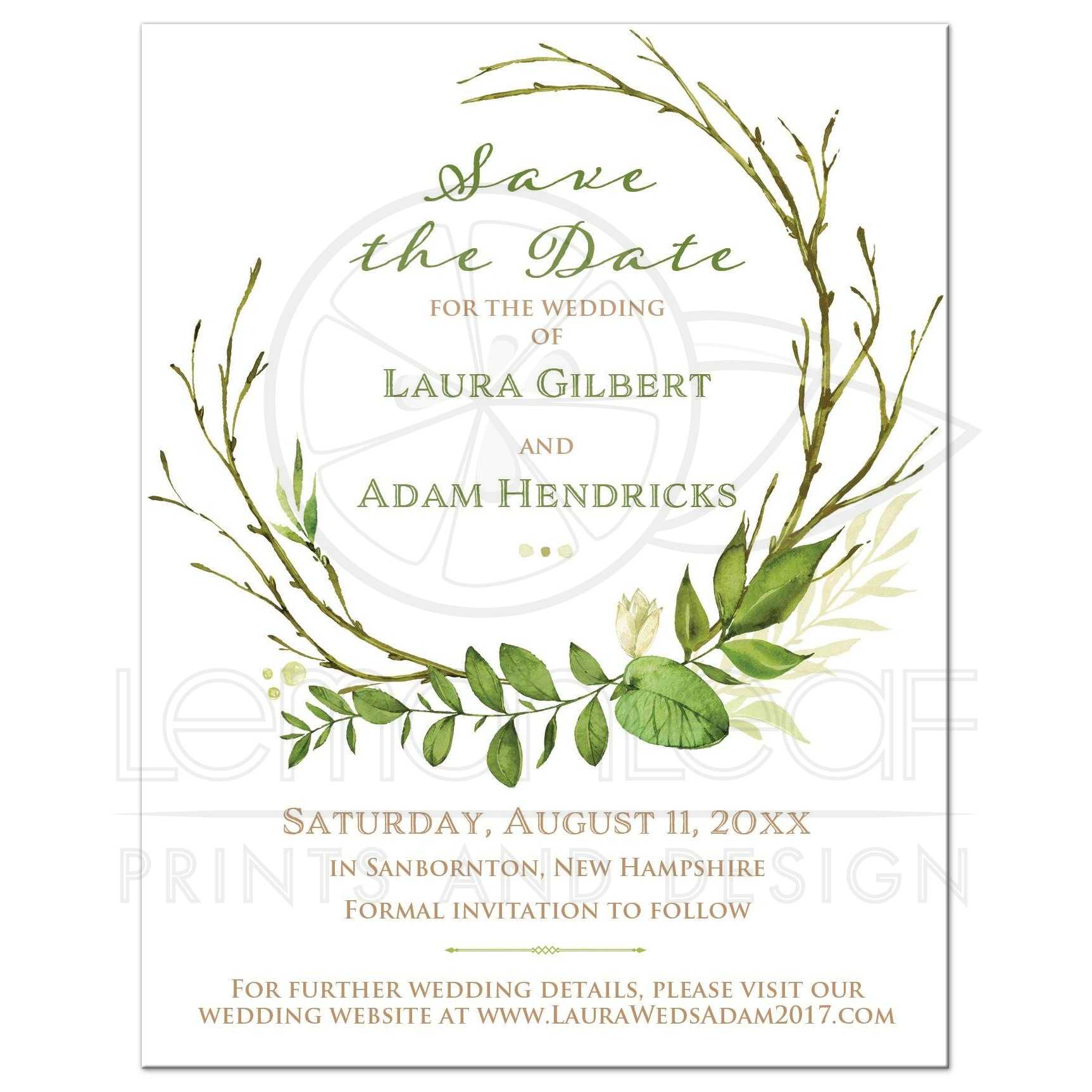1725x1725 Greenery Foliage Wedding Save The Date Card Watercolor Leaves