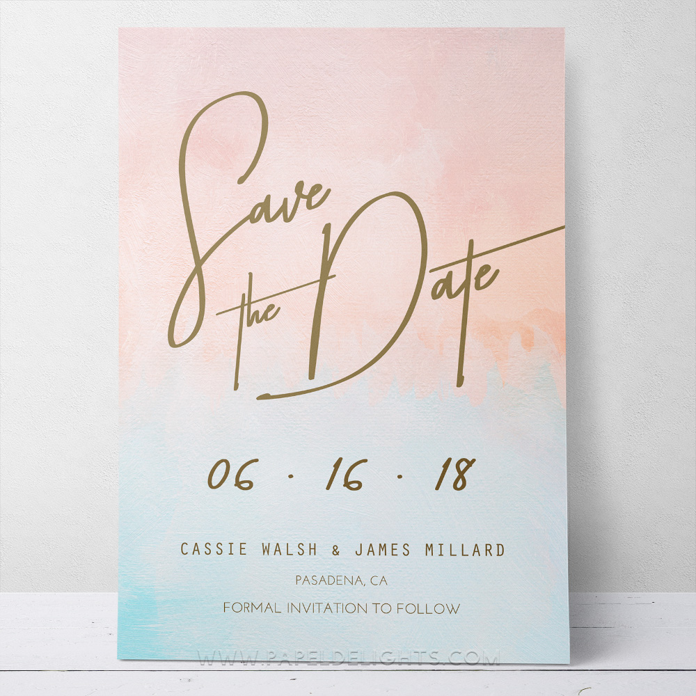 1000x1000 Ombre Sunset Watercolor Save The Date Printable Invitation