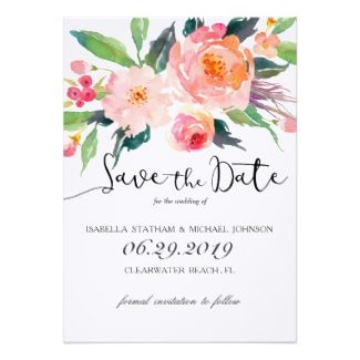 325x325 Chic Watercolor Floral Save The Date Card Wedding Invitations By