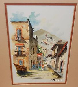 270x300 Muniz Spanish Street Scene Original Watercolor Painting Ebay