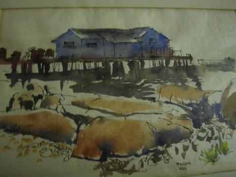 480x360 Original Watercolor Painting New England Coastal Scene Barbara