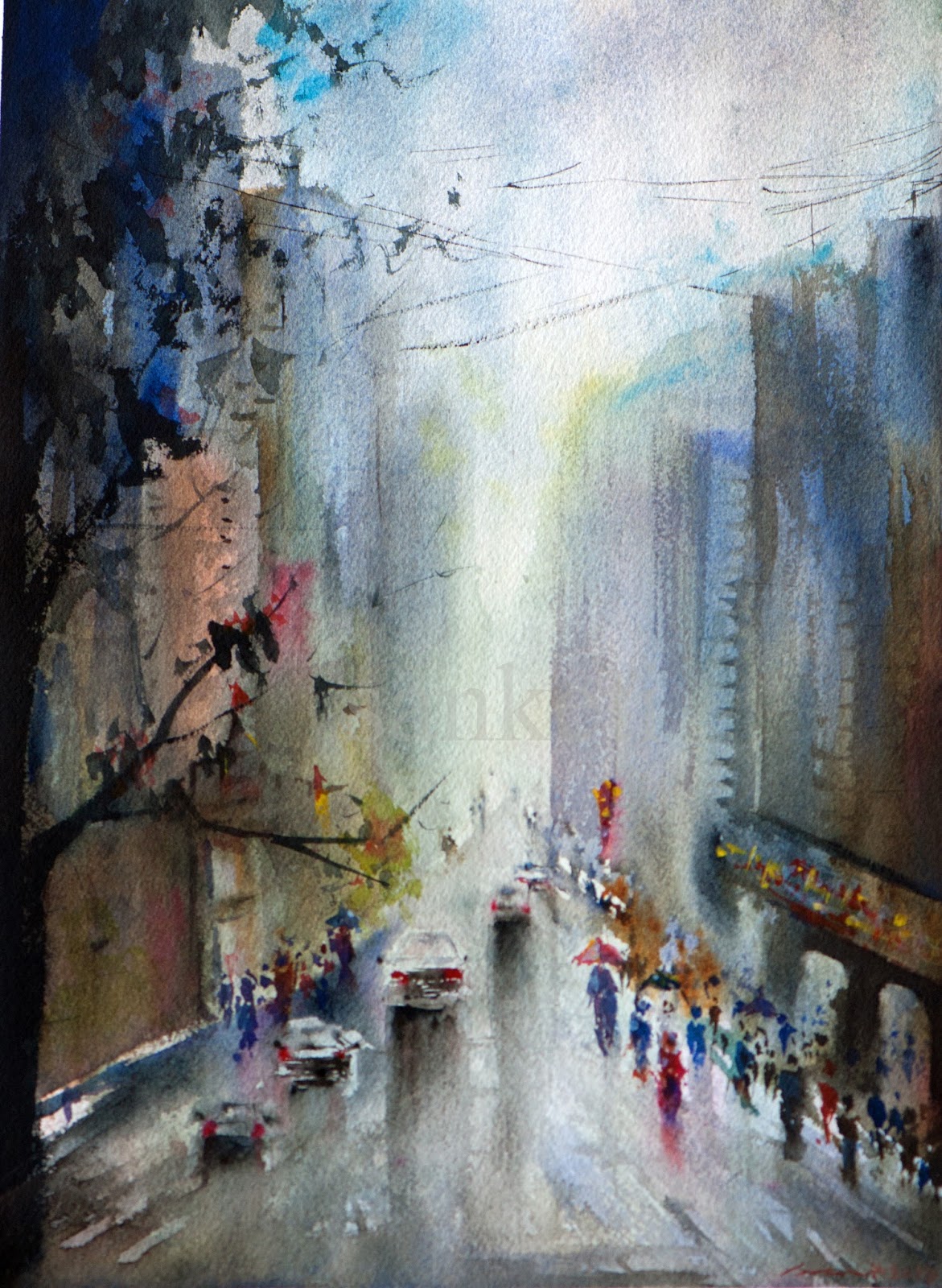 1171x1600 The Storyteller Watercolor A Street Scene