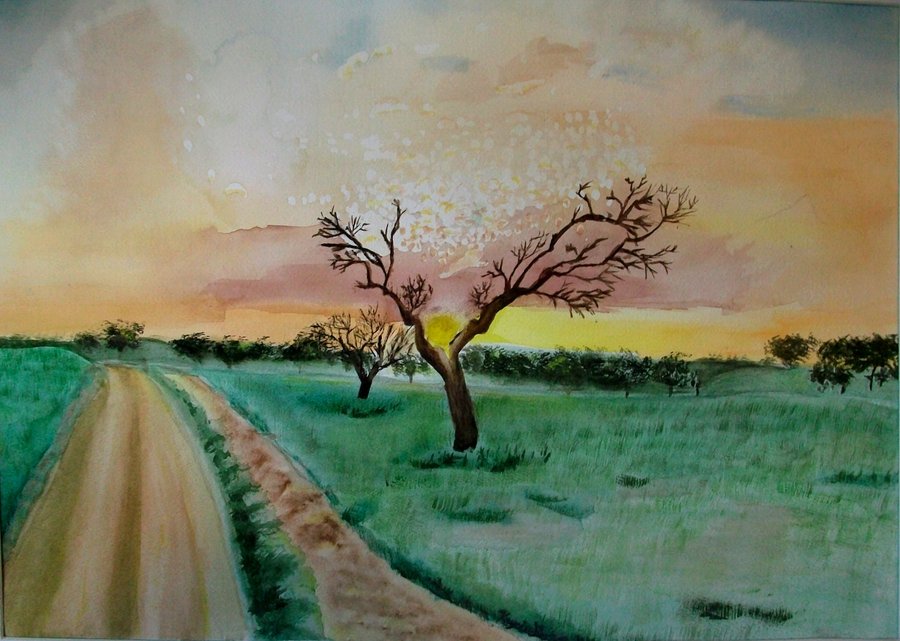 900x641 Watercolor Scene Finished By Mrs Matsuyama