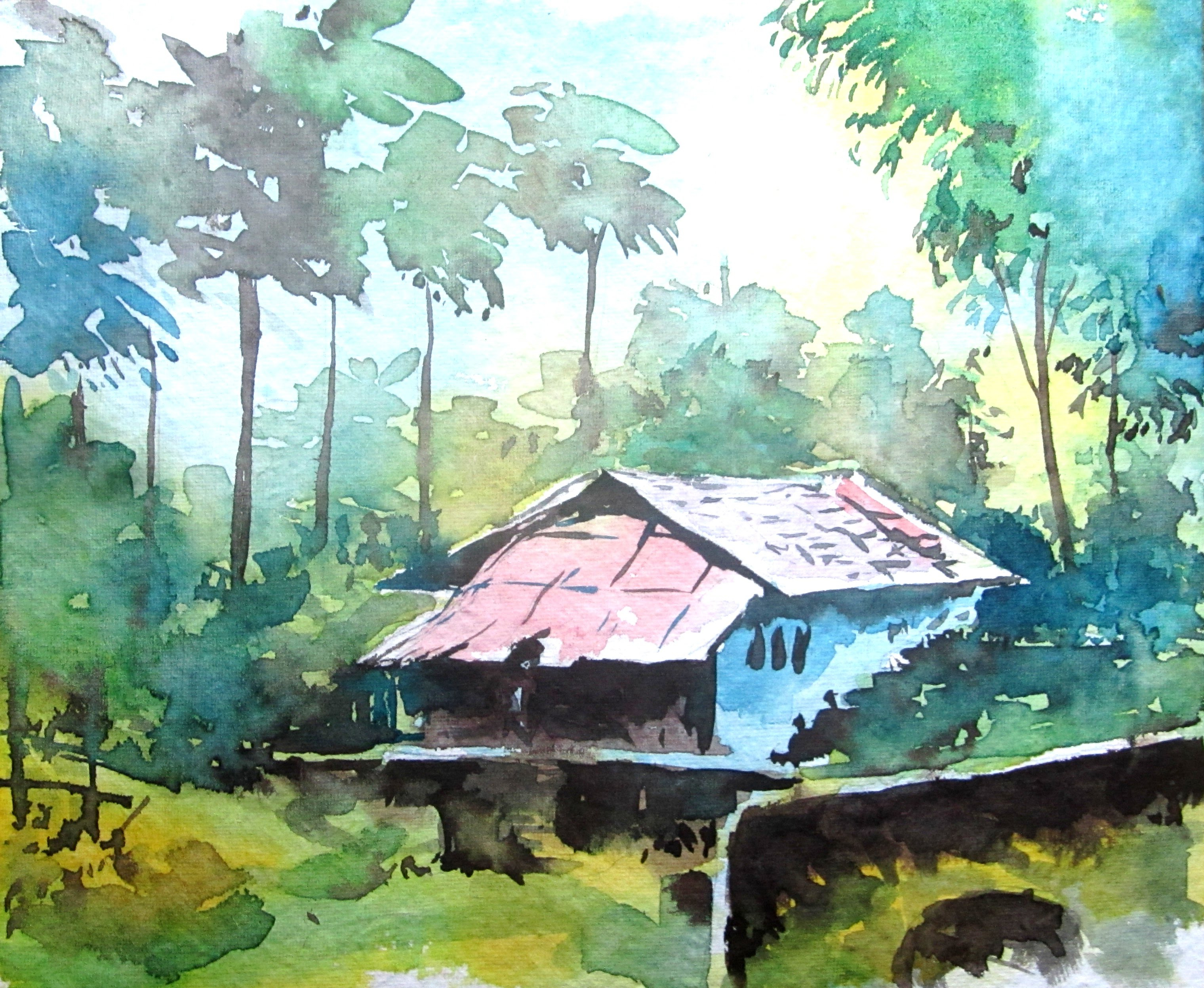 3040x2496 Simple Watercolor Landscape Paintings Landscape Painting