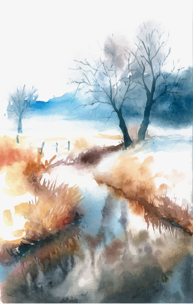 650x1021 Vector Watercolor Landscape, Watercolor, Scenery, Tree Png And