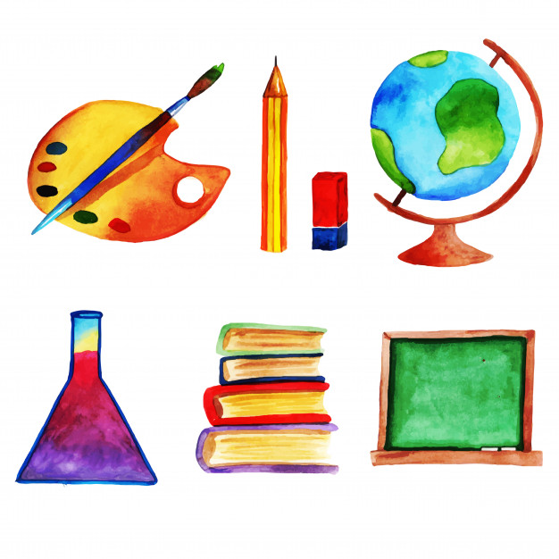 626x626 Watercolor Back To School Stationery Collection Vector Free Download