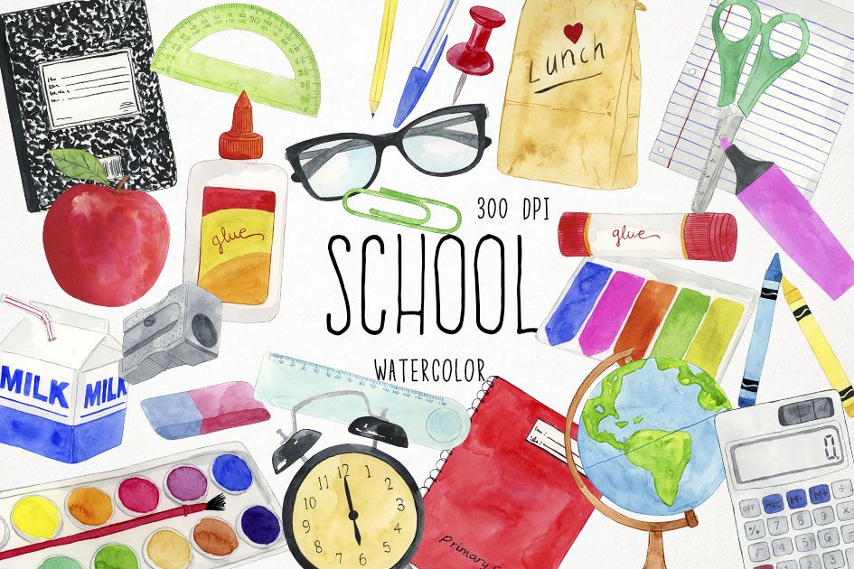 945x630 Watercolor School Clipart, Education Clipart, Teacher