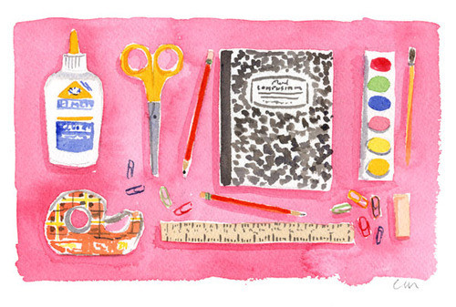 500x337 Watercolor Wednesdays School Supplies