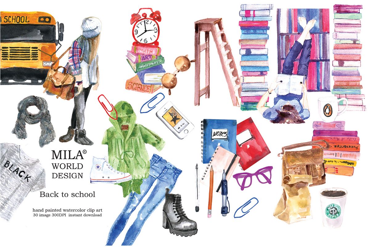 1200x800 Back To School Watercolor Clipart