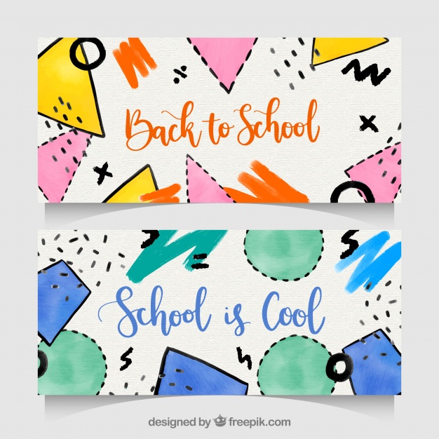 626x626 Back To School Banners With Watercolor Style Vector Free Download